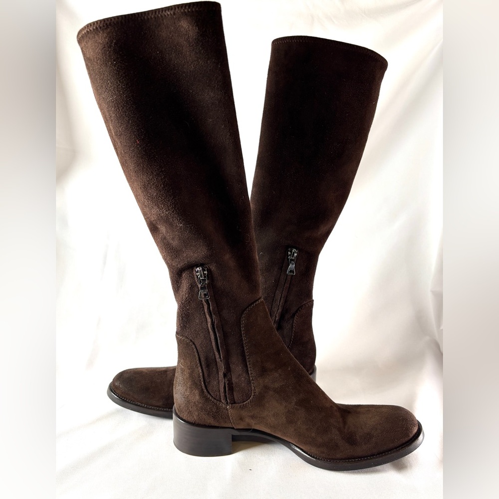 Vintage Prada Brown Suede Knee-High Boots | 90s Equestrian Style size 36 - Picture 8 of 10